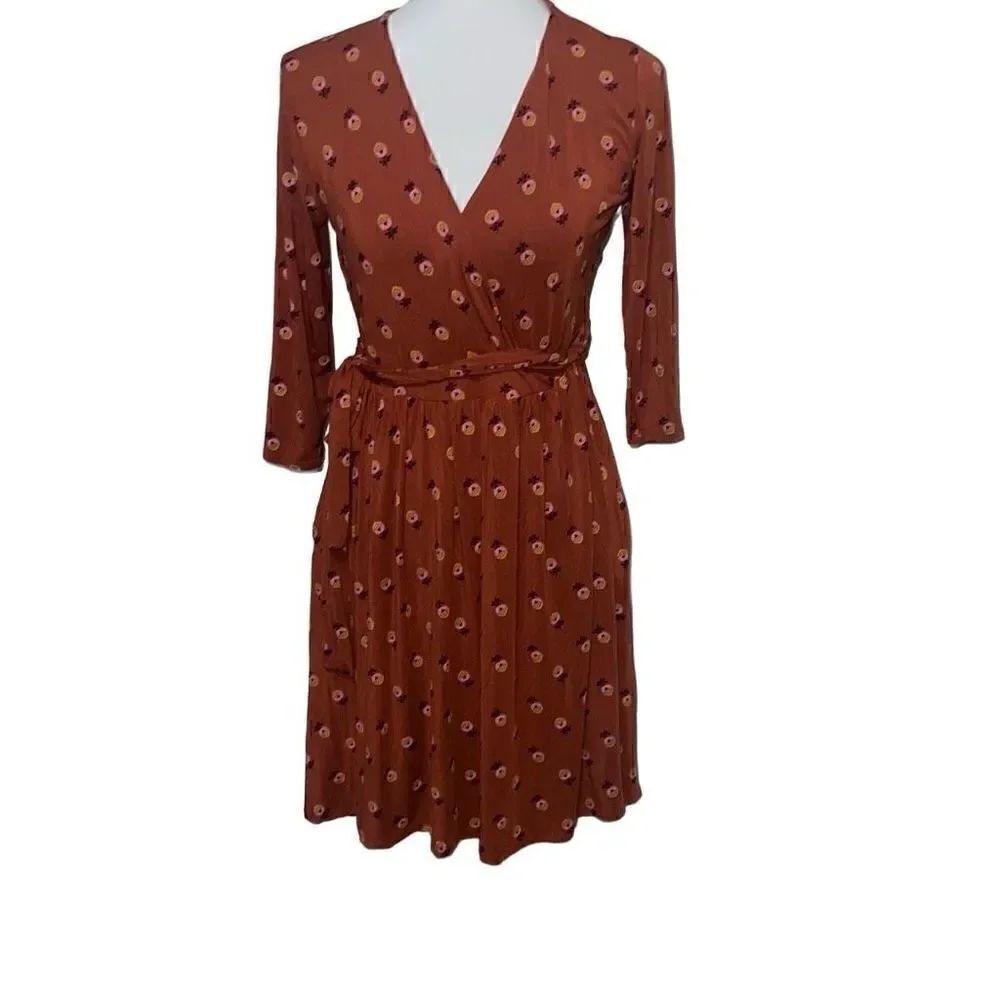 Matilda Jane Clothing MJ Wonderment Isn't It Lovely Terracotta Wrap Dress Sz S